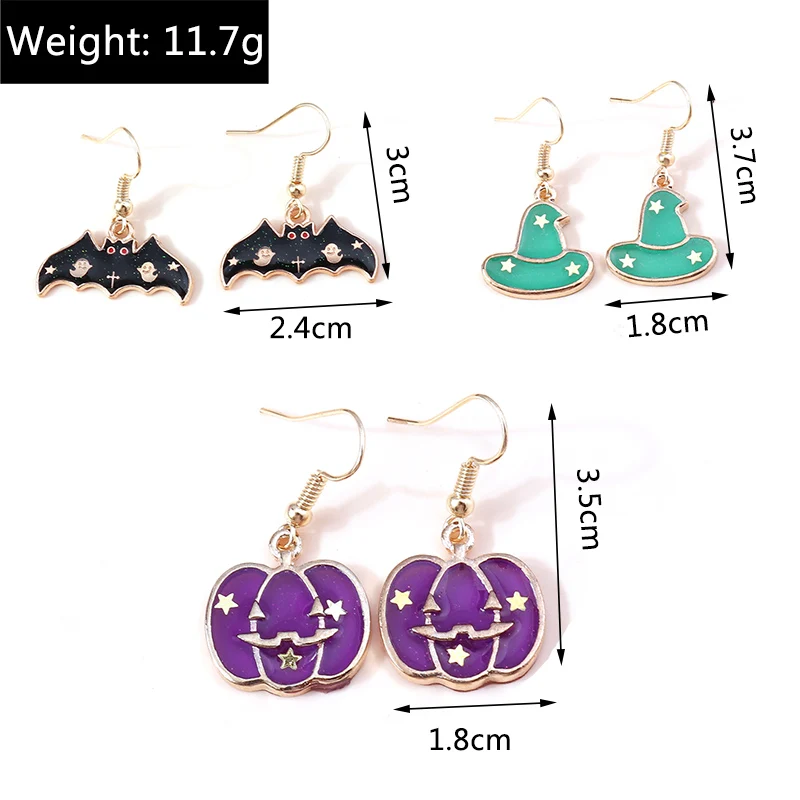 Aihua Fashion Halloween-Ohrringe, Emaille-Geister-, Kürbis-, Skelett-, Mumien- und Fledermaus-Ohrringe, für Damen, Halloween-Party-Schmuck. – Detail 4