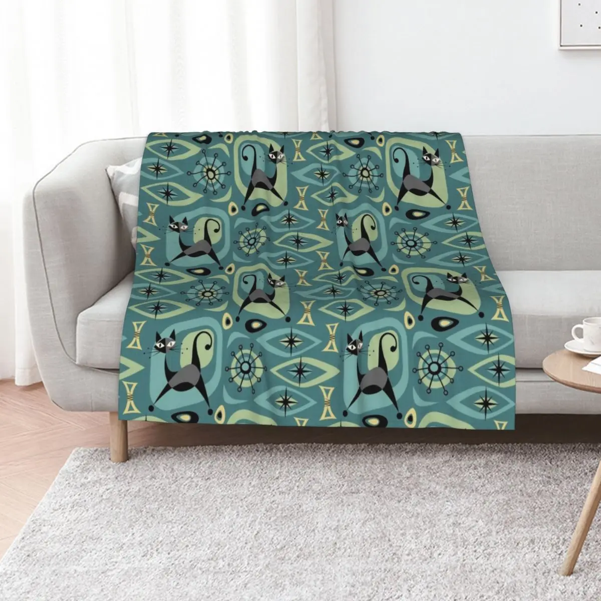 Mid Century Cat Abstract ??studioxtine Throw Blanket Camping for babies For Baby manga Bed For Decorative Sofa Blankets