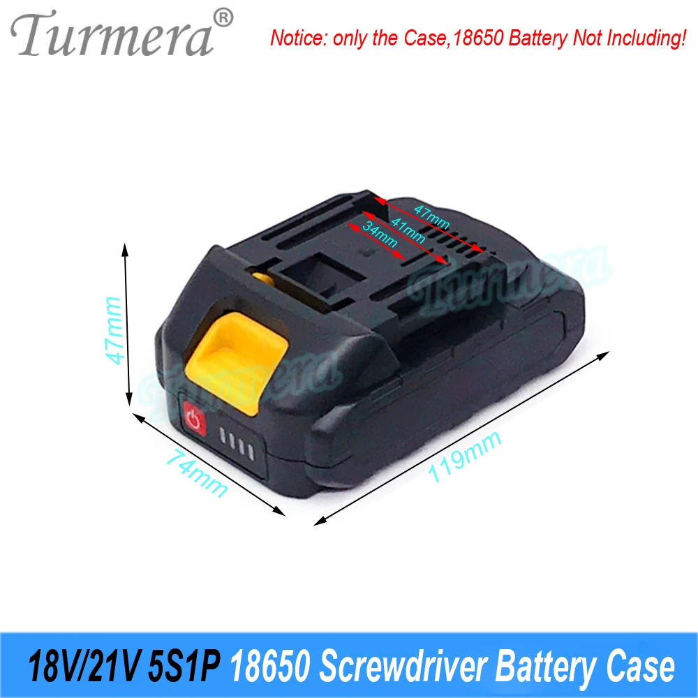 Turmera 5S1P 18V 21V Screwdriver Battery Kit Case 5X 18650 Holder 5S 35A BMS Welding Nickel for 1.5Ah 2Ah 3Ah Electric Drill Use