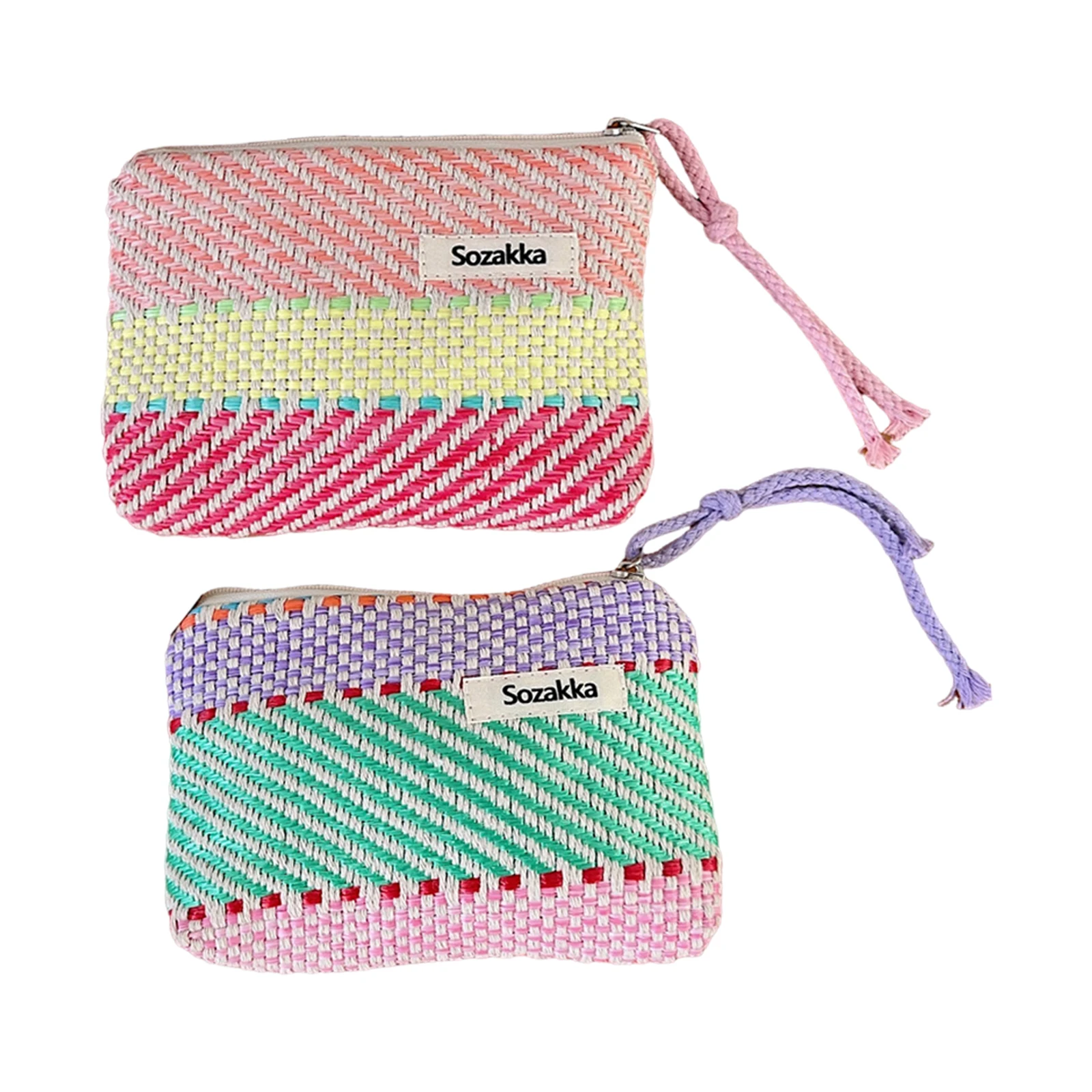 INS Simple Stripe Pattern Cosmetic Bag Protable Travel Cosmetic Bags Nylon Toiletry Pouch Small Makeup Brush Pencil Organizer