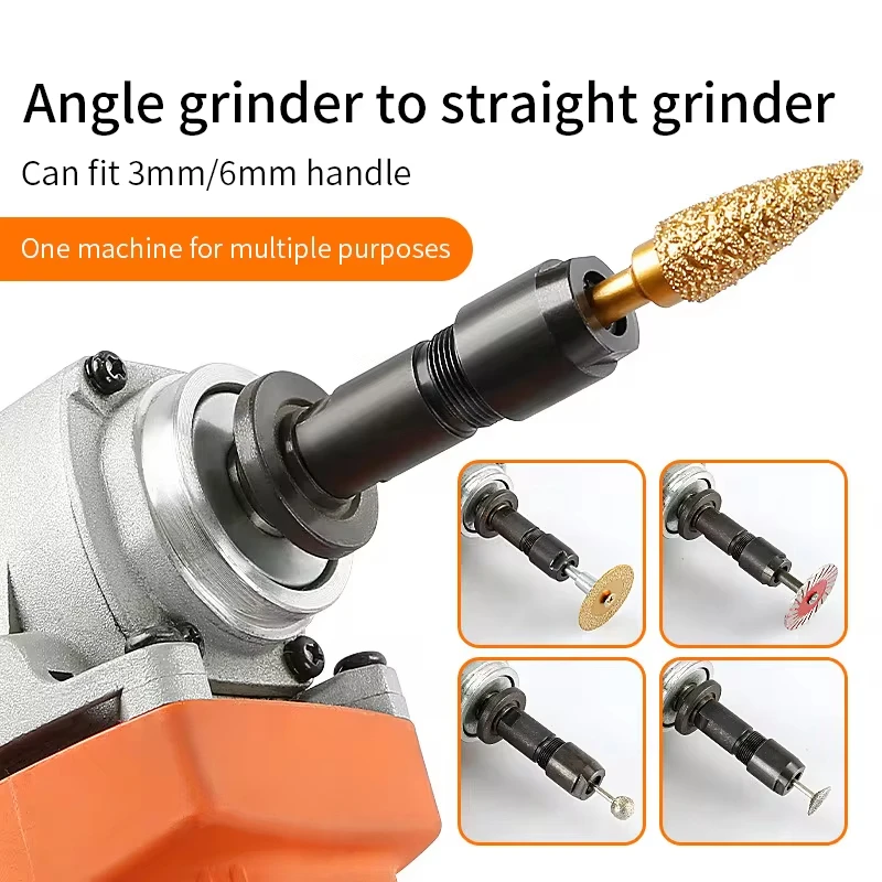 Universal Angle Grinder Modified 6/3mm Adapter To Straight Grinder Chuck For 100-type Angle Grinder M10 Thread Grinding Cutter