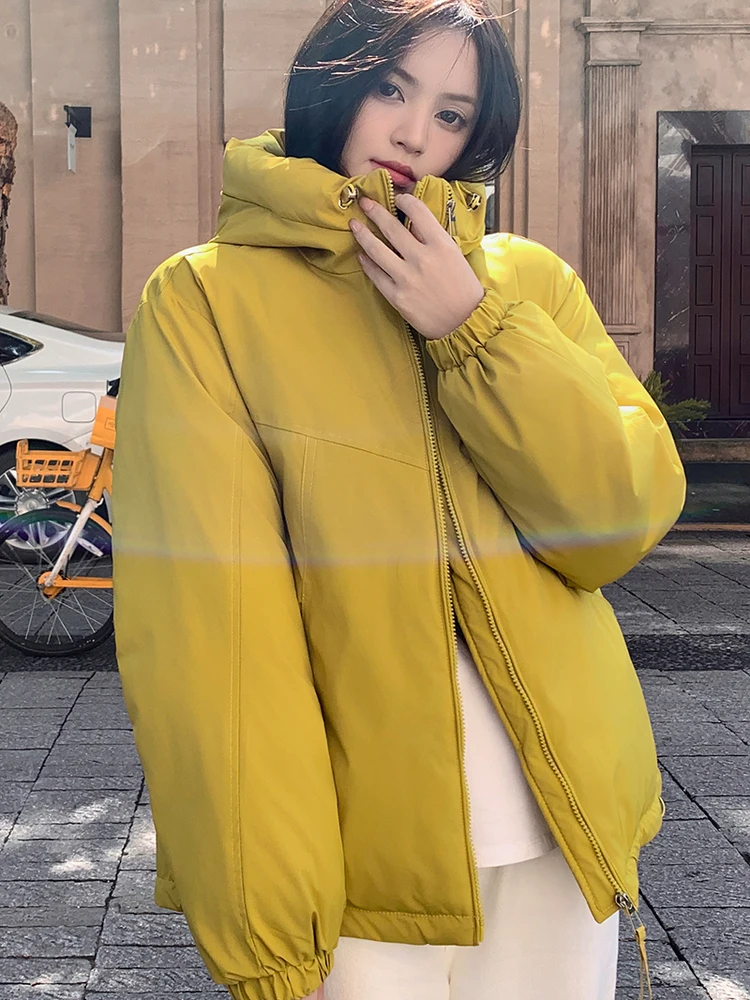 

Winter New Women's ort Thiened Warmth Bread Sle down Cotton Jaet Coat Korean Version Straight Cut Polyester Fabric