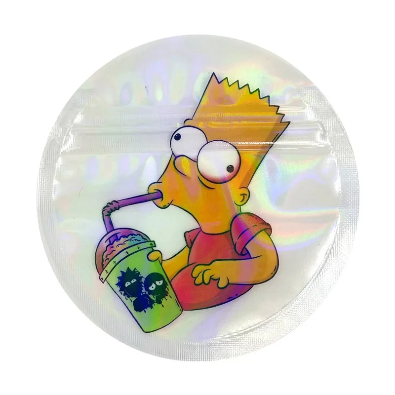 100pcs 9x9cm Mylar Bag Resealable Uniquely Shaped Pouches Smell-proof Candy Transparent Circle Packaging Pouchs