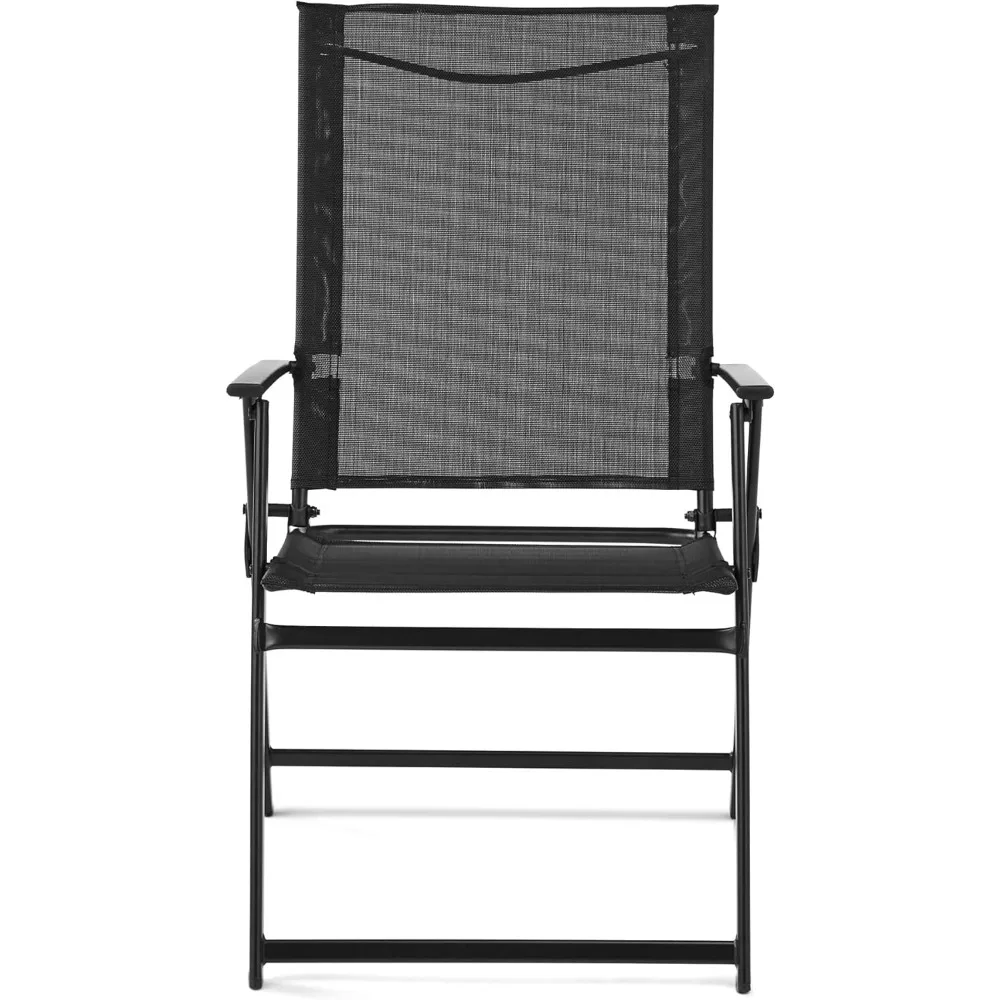 Mainstays Greyson Steel and Sling Folding Outdoor Patio Armchair - Set of 2, Black