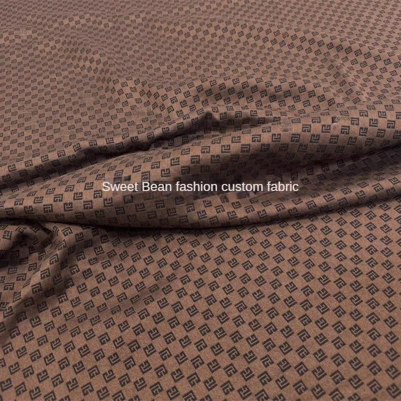 Woven Jacquard Clothing Fabric for Diy Sewing Dress Jacket Fashion Clothing Coffee Color Brocade Creative Design Cloth