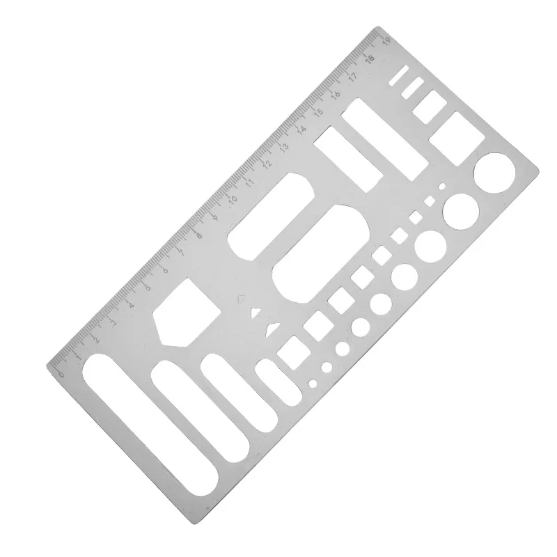 Multi-Function Metal Template Ruler | For Office Accounting, Student Drawing & Journaling | Stainless Steel Stencil