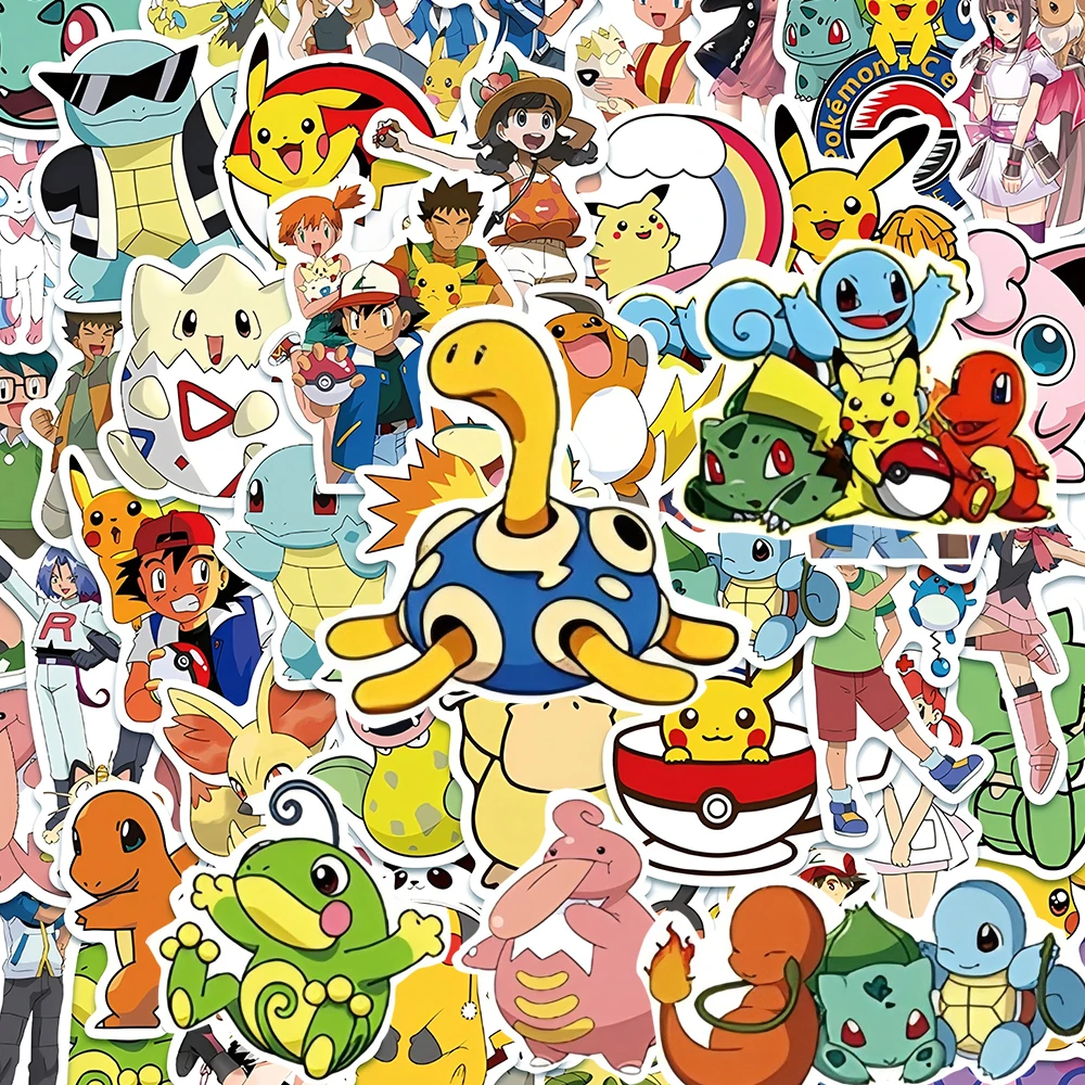 10/30/50pcs Cute Cartoon Pokemon Pikachu Stickers Anime Waterproof DIY Phone Cases Suitcase Kawaii Reward Graffiti Sticker Toy