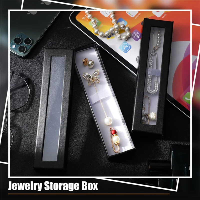 

EDT-16 Piece Empty Pen Gift Box Cardboard Case Black Paper With Clear Window For Jewelry Pencil Ballpoint Fountain Pen Display