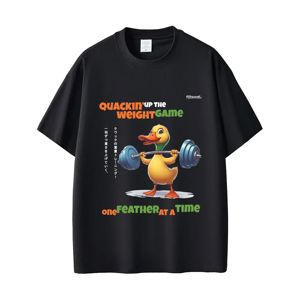

Quackin'up The Weight Game One Feather At A Time T-shirt Funny Gym Duck Graphic T Shirts Men Women Casual Oversized Short Sleeve