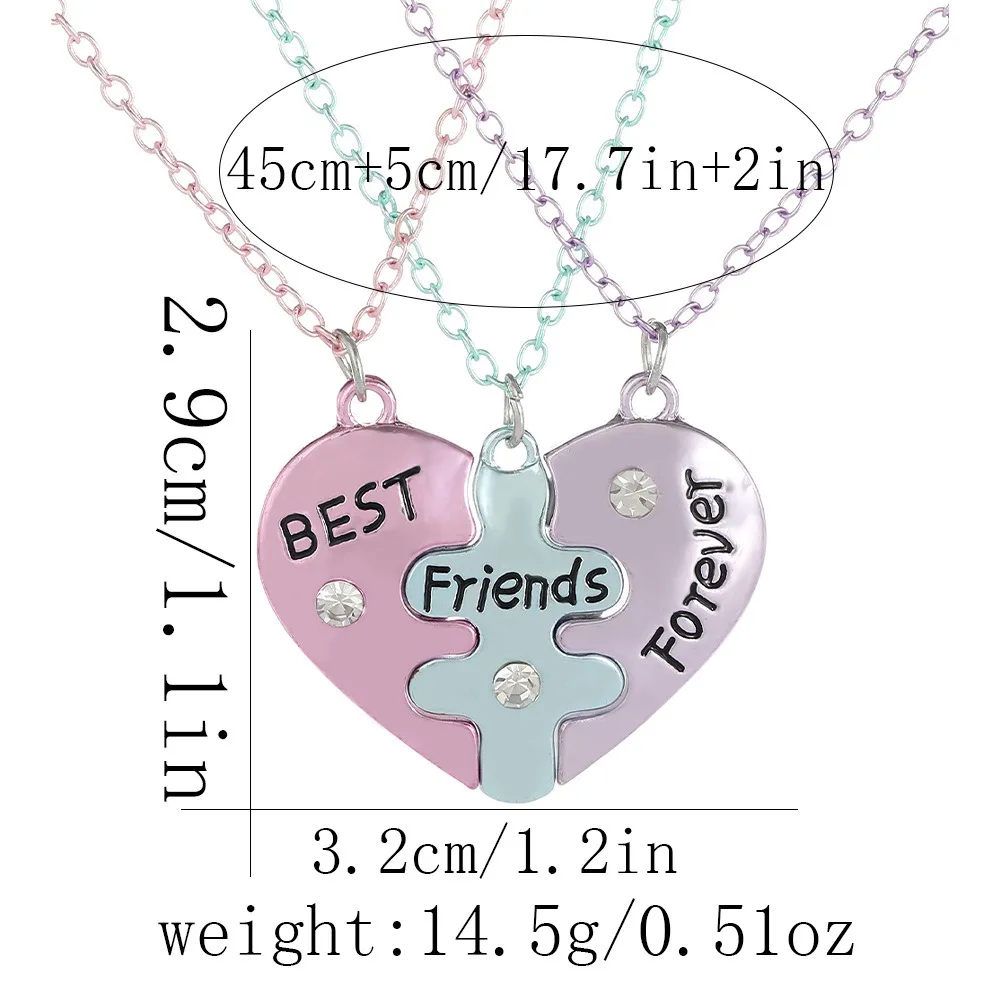 3/4 Tones Heart Puzzle Necklace Adjustable Portable Friend Necklace Round Shaped Funny Puzzle Pendant Gifts