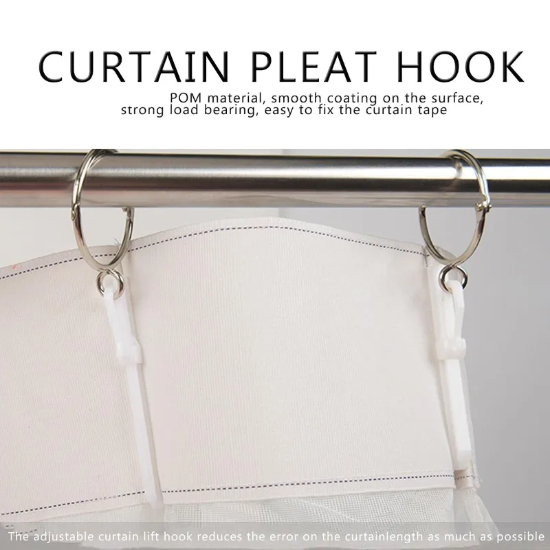 A96I-80 Pcs Plastic Ratchet System Curtain Hooks For Window, Door And Shower Curtains, Pinch Pleat Design