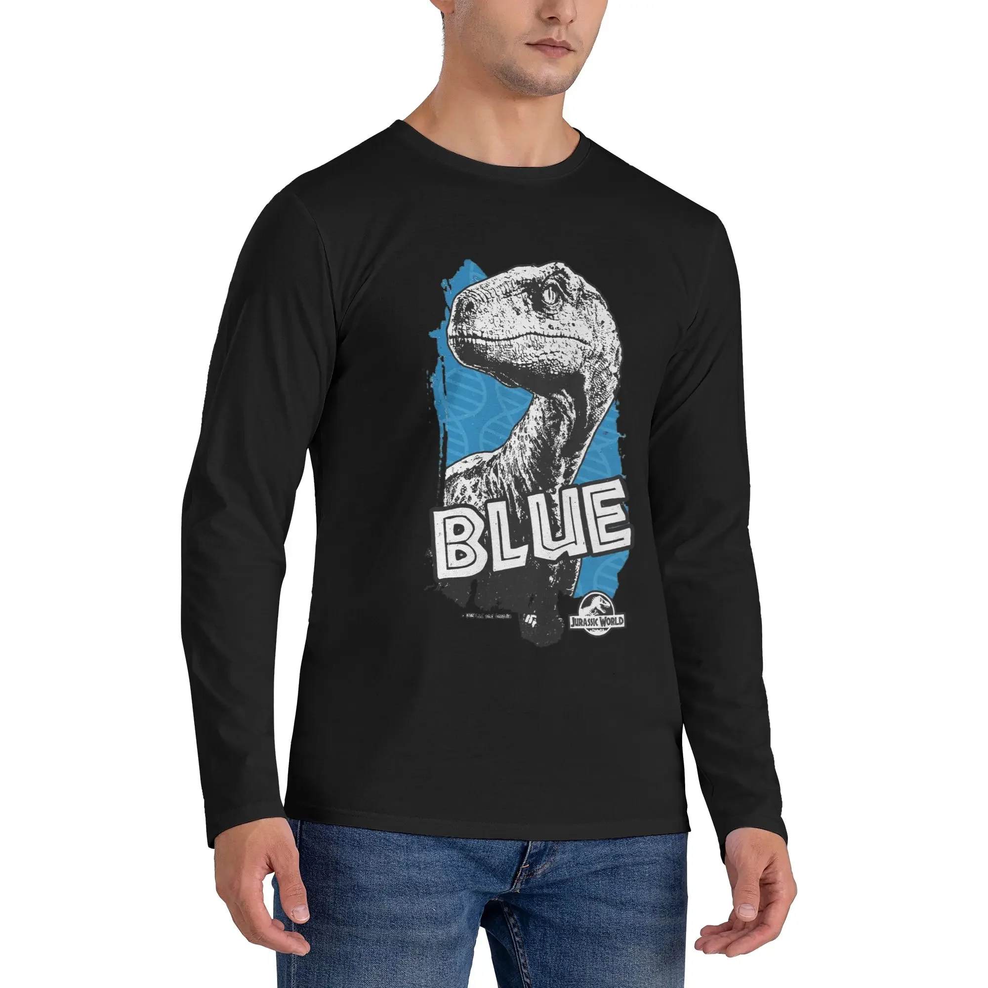 

Jurassic World - Blue Fan Art Graphic 2 Men's Long Sleeved T-shirt Breathable Round Neck T shirts Spring and Autumn Men tops