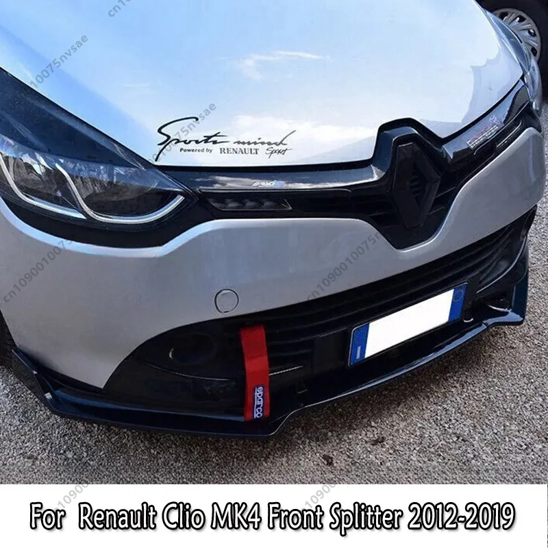 Para Renault Clio MK4 2012-2019 parachoques delantero labio alerón de barbilla divisor Protector de labio cubierta Tuning divisor de parachoques delantero