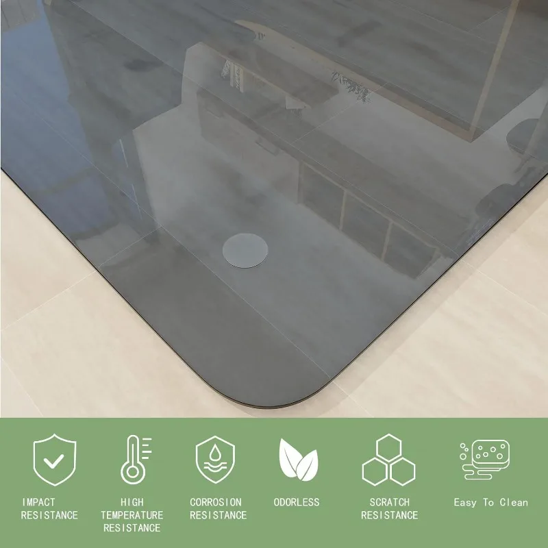 Tikar Kursi Kantor, 46 inci x 55 "Tempered Glass tikar lantai untuk kursi kantor di karpet, tebal 1/5" tikar lantai komputer