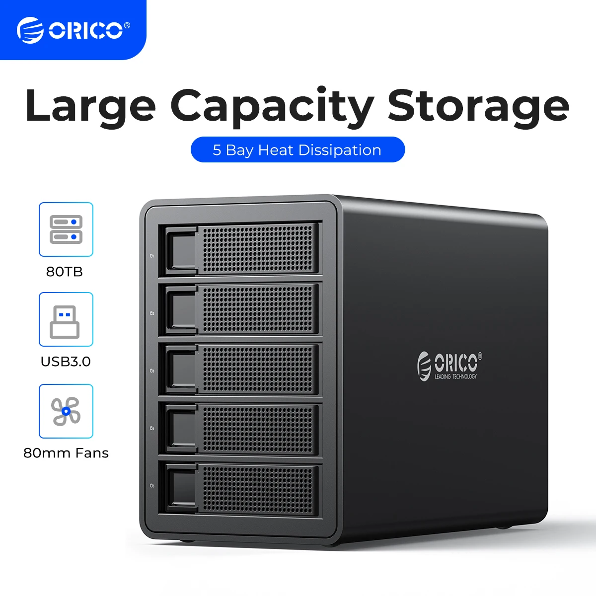 

ORICO 35 Series 5 Bay HDD Docking Station With Dual Chip 150W Built-in Power Hard Drive Case for Altcoins Mining