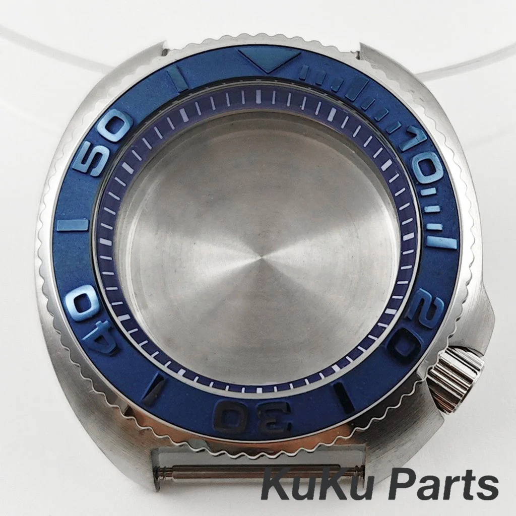 NH35 Silver Turtle Blue Ring 44MM SKX S Crown Case Sloping Bezel Watch Case For NH34 NH35 NH36 Movement Turtle Abalone Captain