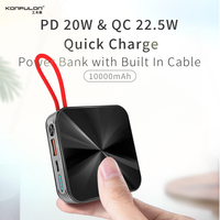 Power Bank 10000mAh Quick Charge 22.5W Mini Portable External Spare Battery Powerbank Built In Cable for iPhone 13 Xiaomi 12