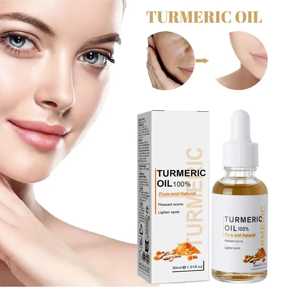 Suero facial de cúrcuma para reducir las manchas oscuras, esencia para los poros, aceite hidratante para el cuidado de la piel, brillo, reparación de 30ml M8k5