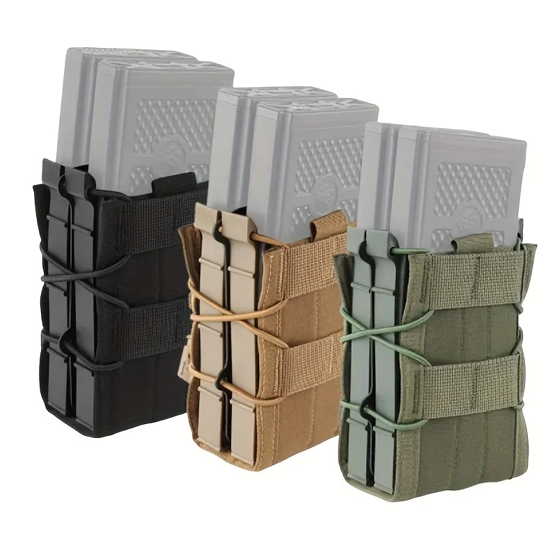 Outdoor Tactical Double-Layer Tiger-Style Rifle Magazine Webbing MOLLE Quick-Release Quick-Draw Holster Accessory Bag CS