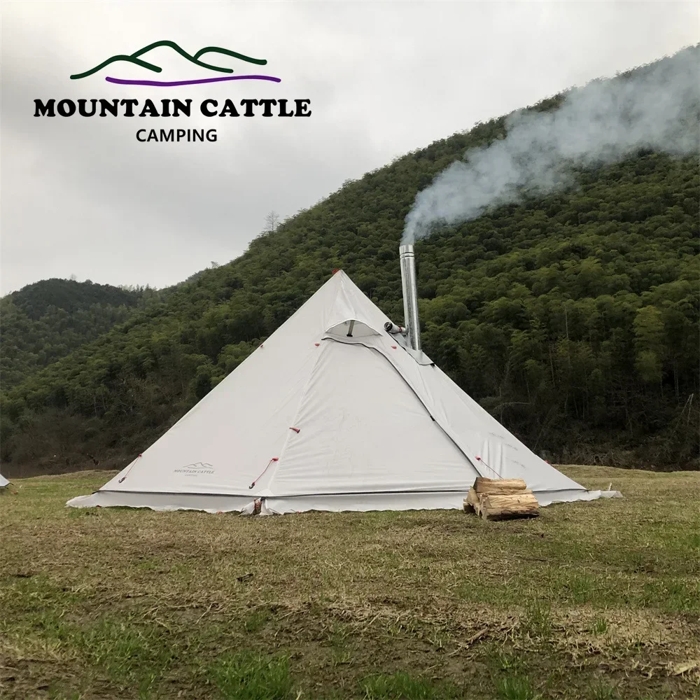 Imagem -03 - Barraca Ultraleve da Pirâmide do Inverno com Saia da Neve Teepee Tipi Acampamento Xadrez Bushcraft Altura 16 m 210t