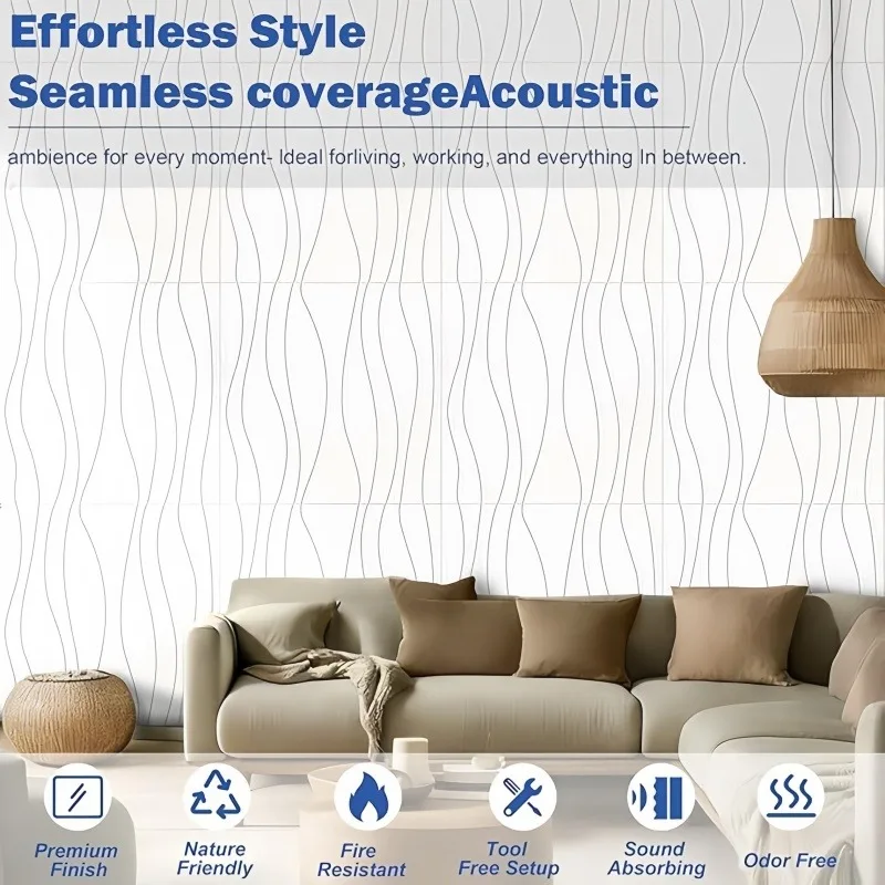 Self-adhesive Felt Acoustic Panel Sound Absorbing Noise Reduction Wave Texture Wall Board for KTV Studio Home Office Wall Decor