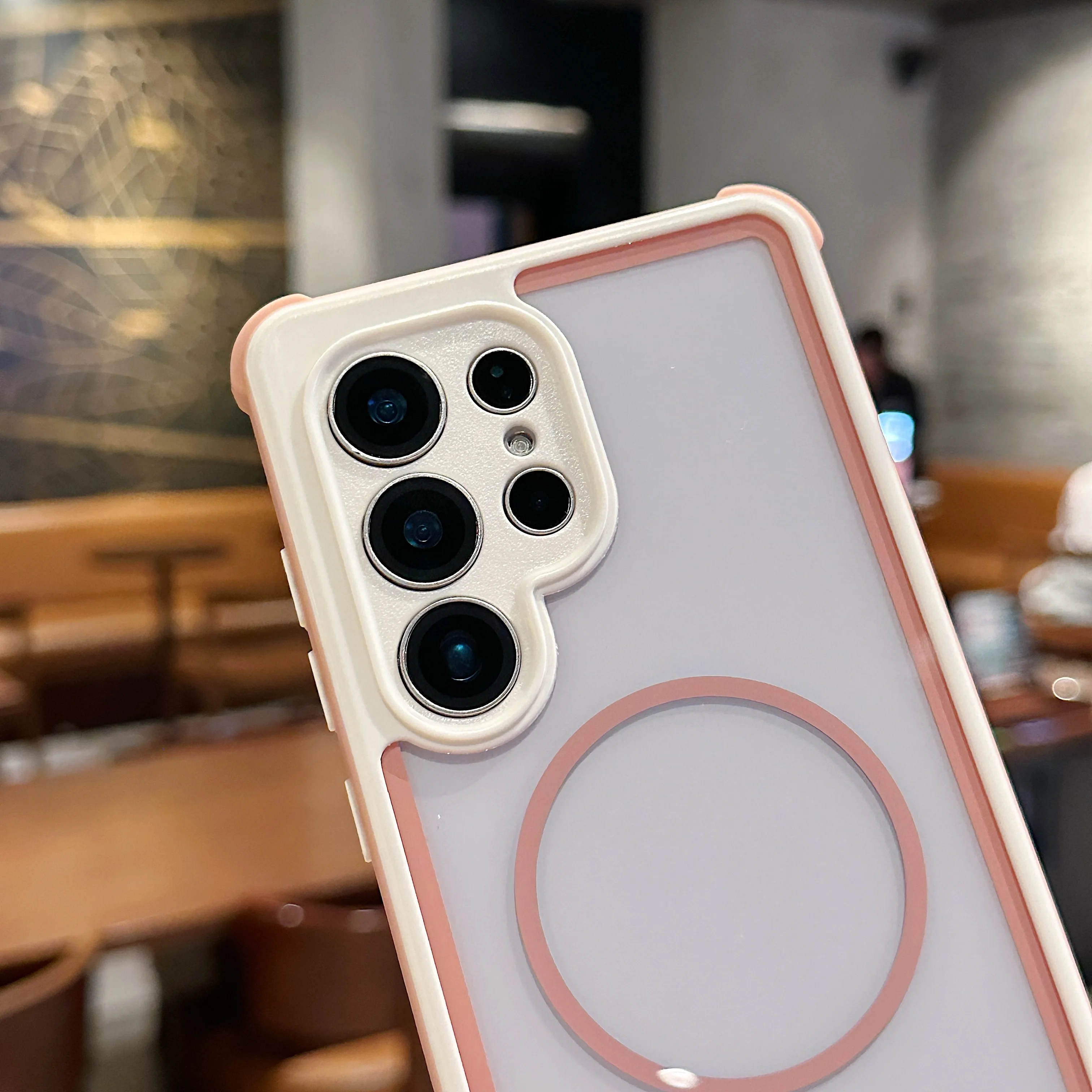 Schokbestendig Contrast Kleur Voor Magsafe Magnetische Case Voor Samsung Galaxy S25 S24 S23 Ultra Plus Hybrid Transparante Hard Cover