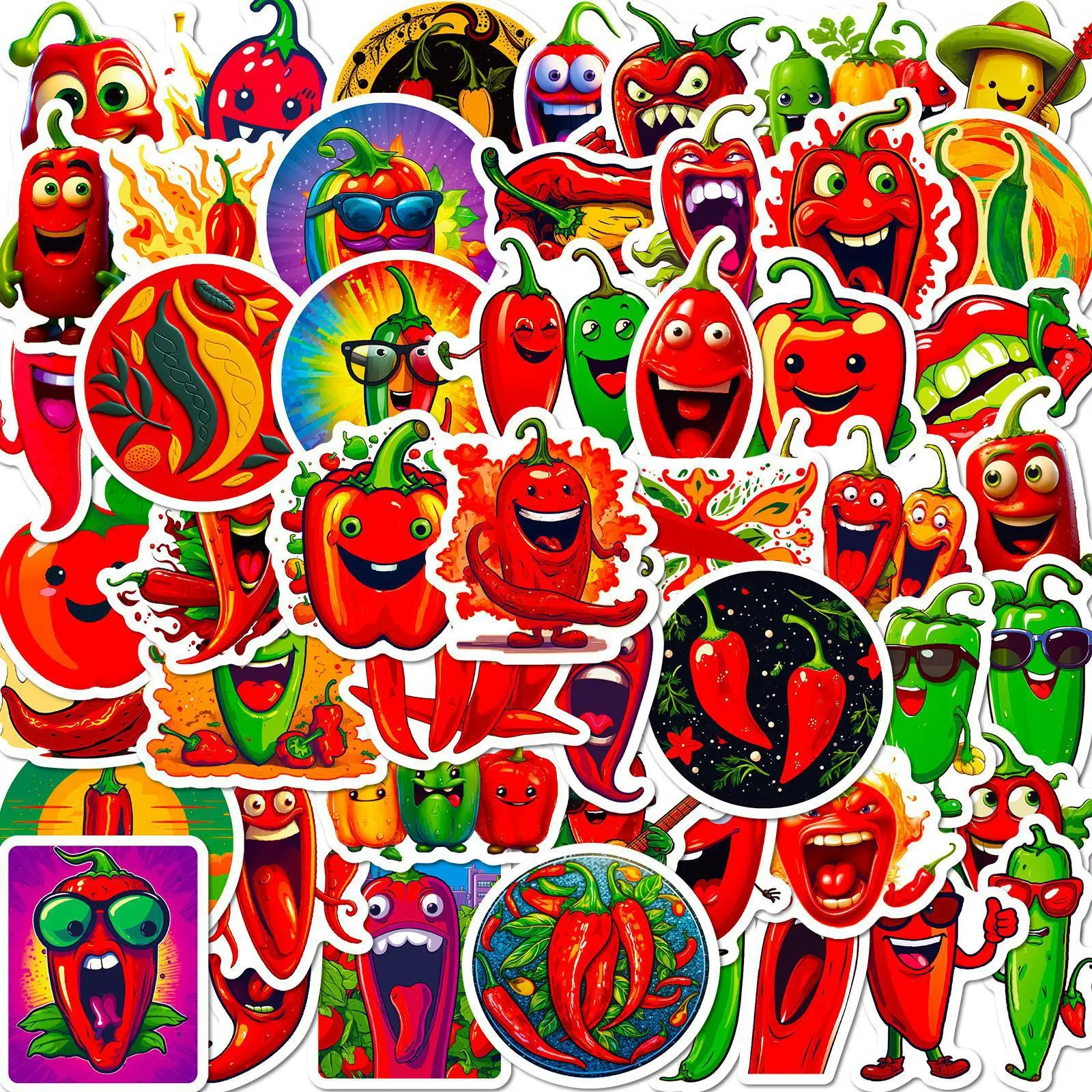 10/30/50PCS Lustige Chili Pepper Meme Graffiti Aufkleber individualität Cartoon Anlage Aufkleber Notebook Telefon Gitarre Wasserdichte Spielzeug