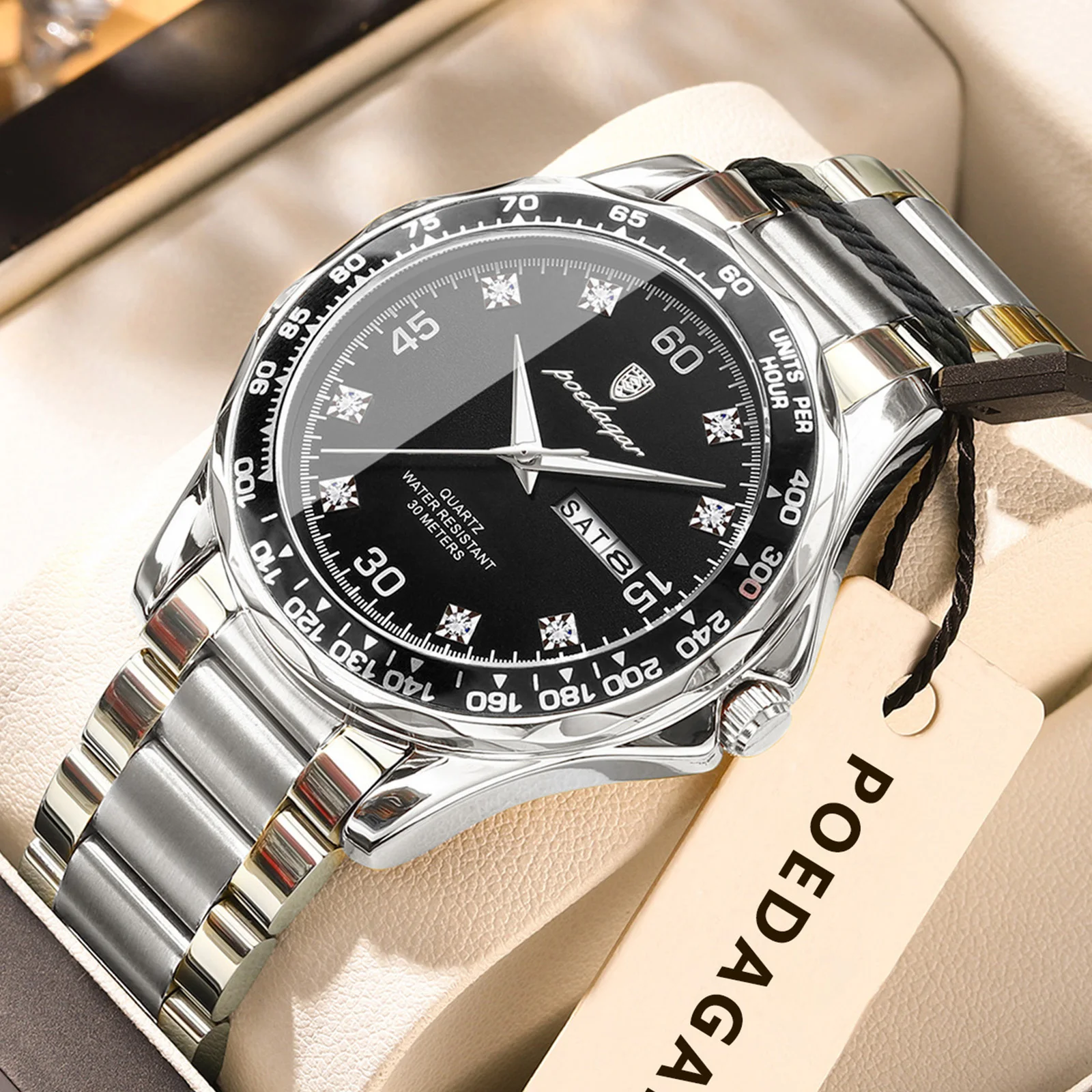 

POEDAGAR модные роскошные мужские часы водостойкие светящиеся мужские наручные часы с датой недели кварцевые деловые часы из нержавеющей стали для мужчин