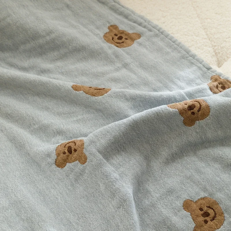 Cute Bear Printing Bath Towel for Adult Soft Absorbent Cotton Gauze Beach Blanket Bathrobe Bathroom Accessories Cartoon Towels