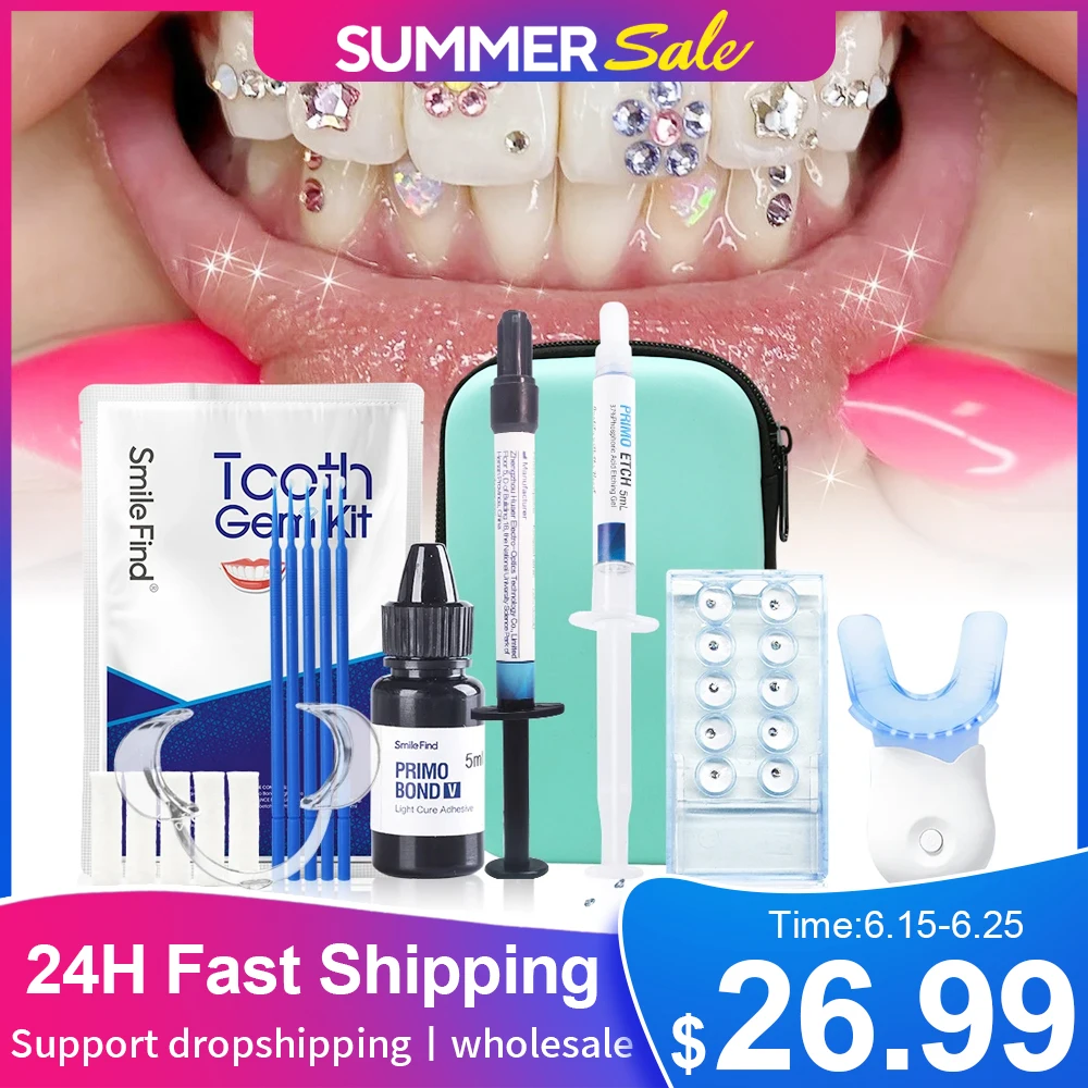 

Tooth Gem Kit DIY Teeth Gems Kit With Glues and Curing Light Teeth Crystal Dimond Jewelry Decoration Glittering Tooth Gem set