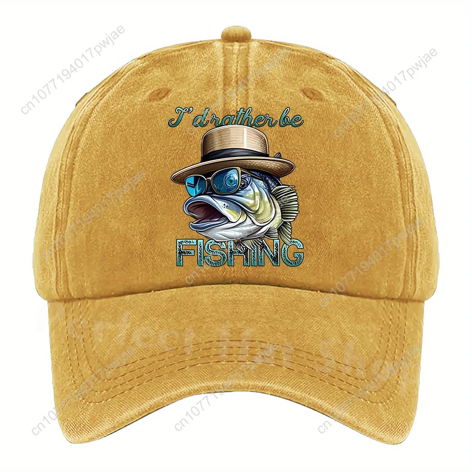 [Fishing Baseball Cap] Breathable Polyester "I'd Rather Be Fishing" Baseball Cap - Adjustable, Cartoon Fish Design, Perfect for view 4