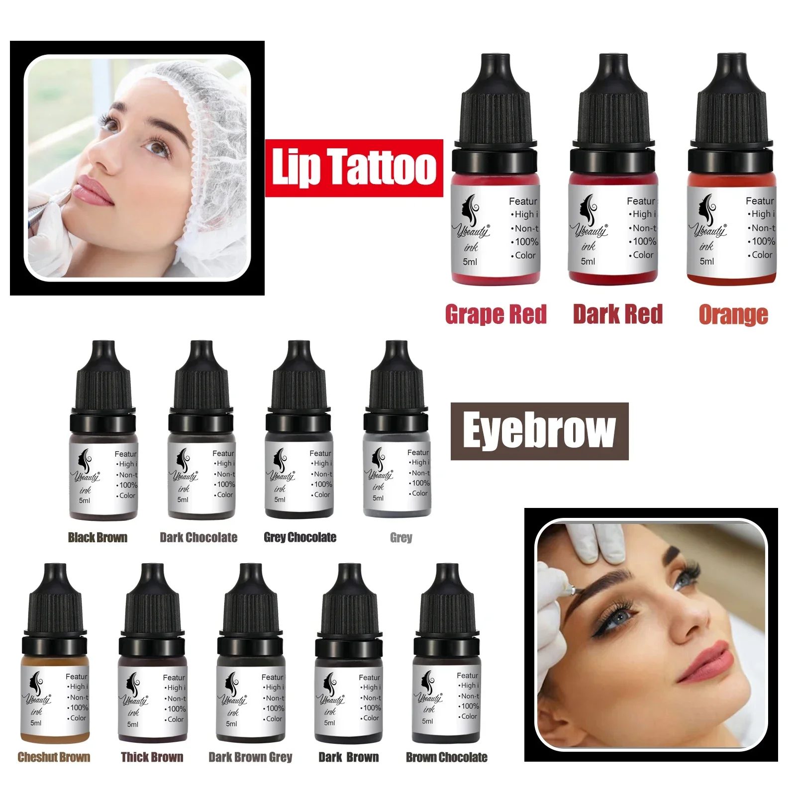 5ml Top Tattoo Microblading Paint Ink Pigment For Semi Permanent Body Art Eyebrows Eyeliner Lips Tint Makeup Supplies