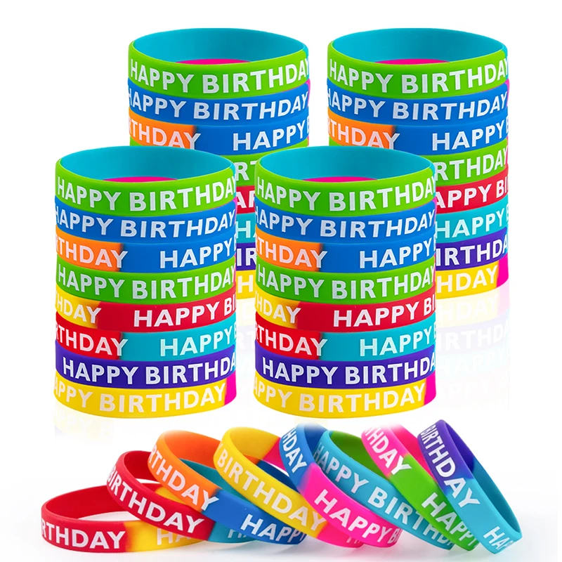 8/16pc Happy Birthday Rubber Bracelet Kids Birthday Party Decoration Colorful Bracelet Guest Gift Fun Birthday Gift Pinata Fille