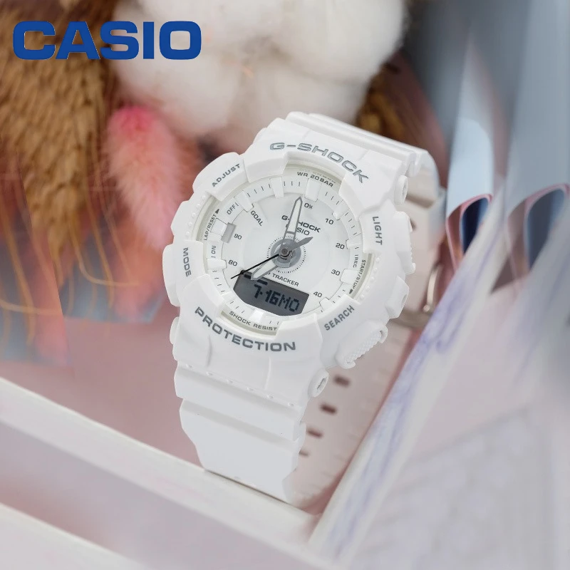 Casio G-SHOCK GMA-S130-7A Minimalist Fashion Ladies Quartz Watch Shock Resistant 200M Waterproof All White Wristwatch