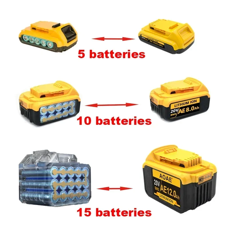 1 Original DCB200 20V 8000mAh Lithium Replacement Battery For Dewalt 18V DCB184 DCB200 DCB182 DCB180 DCB181 DCB182 DCB201 DCB206