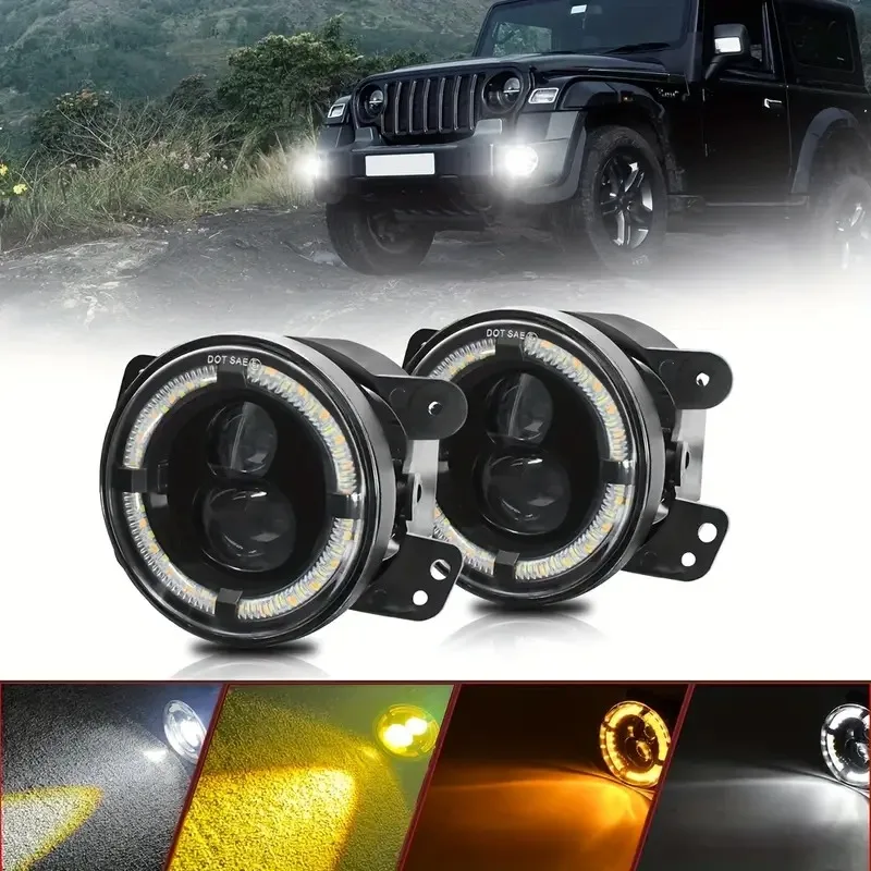 

4-дюймовые светодиодные противотуманные фары, высокоинтенсивные противотуманные фары для бездорожья для вождения, совместимые с 2007-2018 для Wrangler для Unlimited JK (2 шт.)