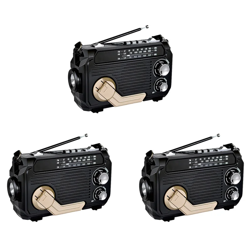 New-3X ラジオハンドクランク発電ソーラー充電 3 バンド Bluetooth カード MP3 多機能再生ラジオ