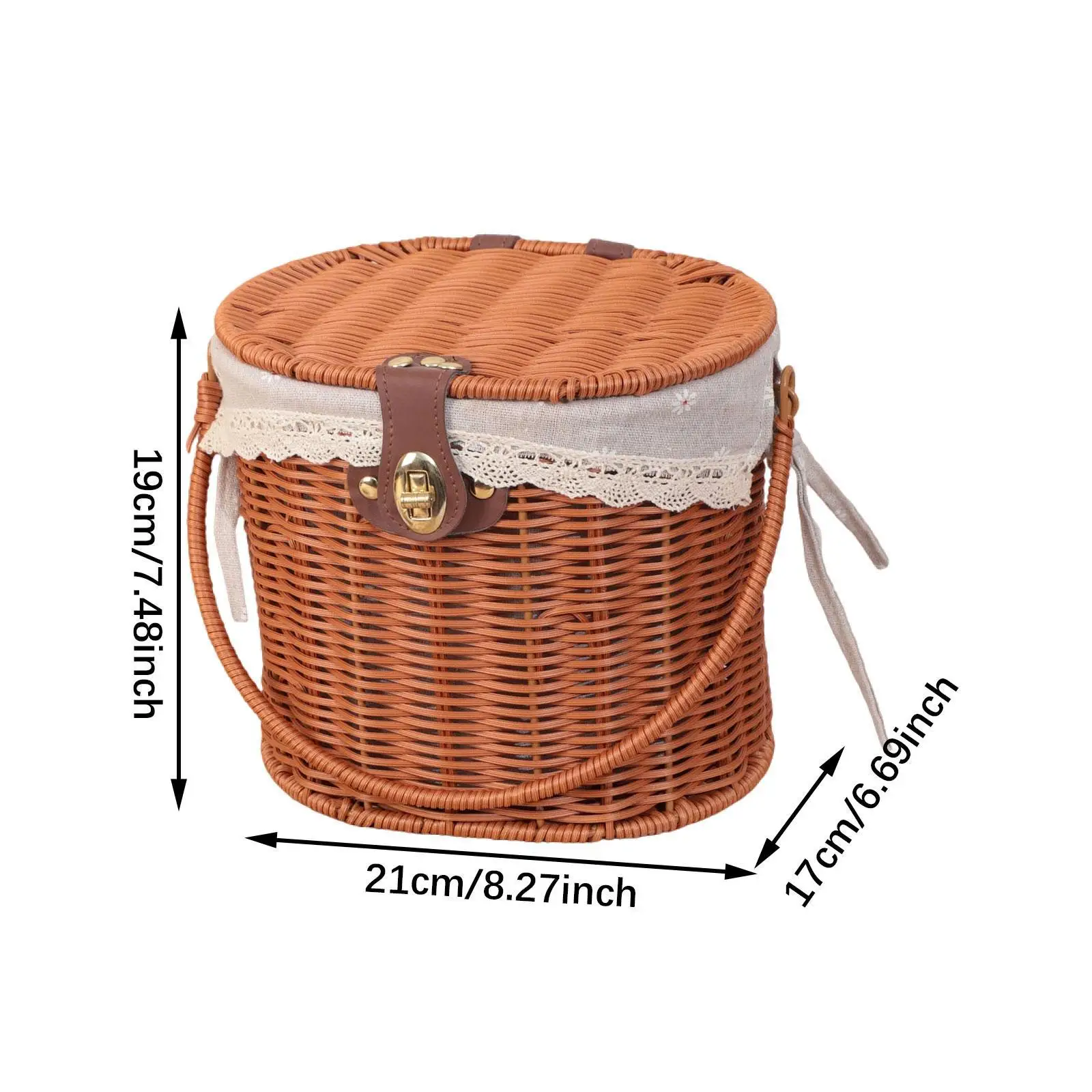 Picnic Basket Storage Container Portable Decorative Removable Lining Woven Basket Storage Hamper for Parties Beach Hiking