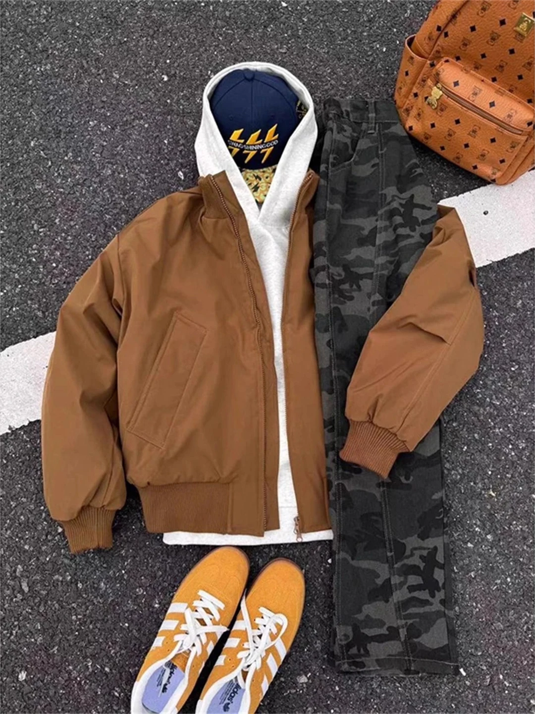

Cleanfit American Pilot Jaet Cotton Workwear Men's Winter Thi Warm ort ape Outerwear Stand Fit Casual Zipper