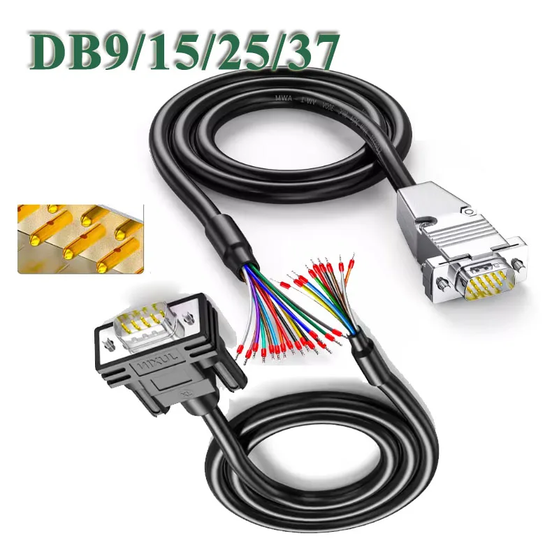 DB9 DB15 DB25 DB37 Terminal Line Industrial 9/15/25/37Pin Connector Cable Male Female Shielded DB 9 15 25 37 RS232 Serial Cable
