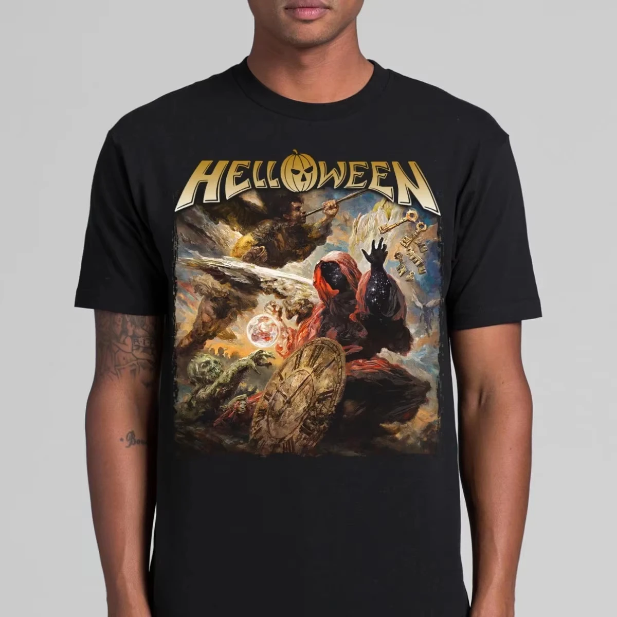 

Футболка Helloween T-Shirt Band Family Tee Music Heavy Metal, летняя мужская футболка с коротким рукавом, черная повседневная хлопковая футболка с круглым вырезом