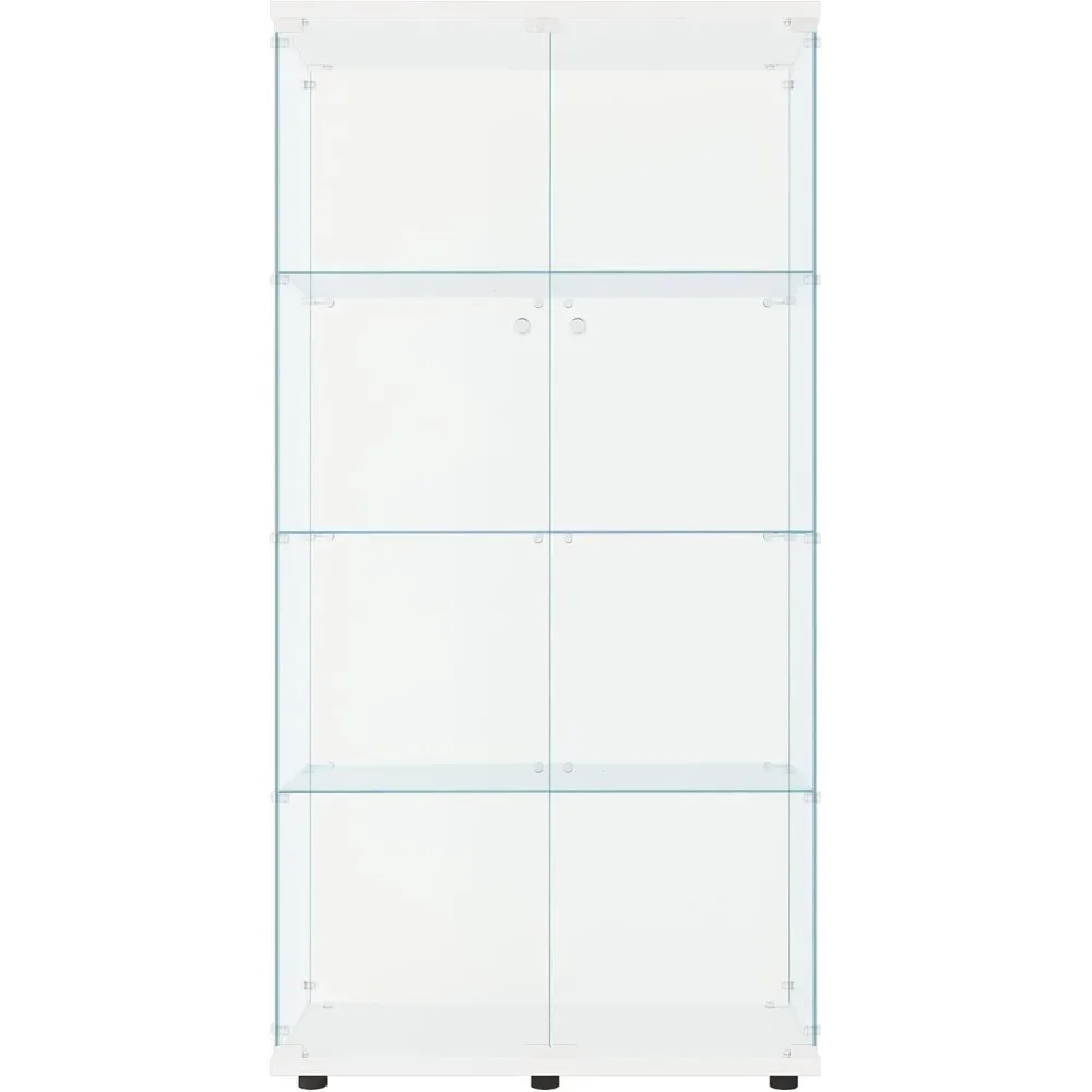 

Glass Display Cabinet Kitchen Pantry Storage Cabinet Corner Bar Cabinet with Four Level Double-Door, 64”hx32''lx 14''w
