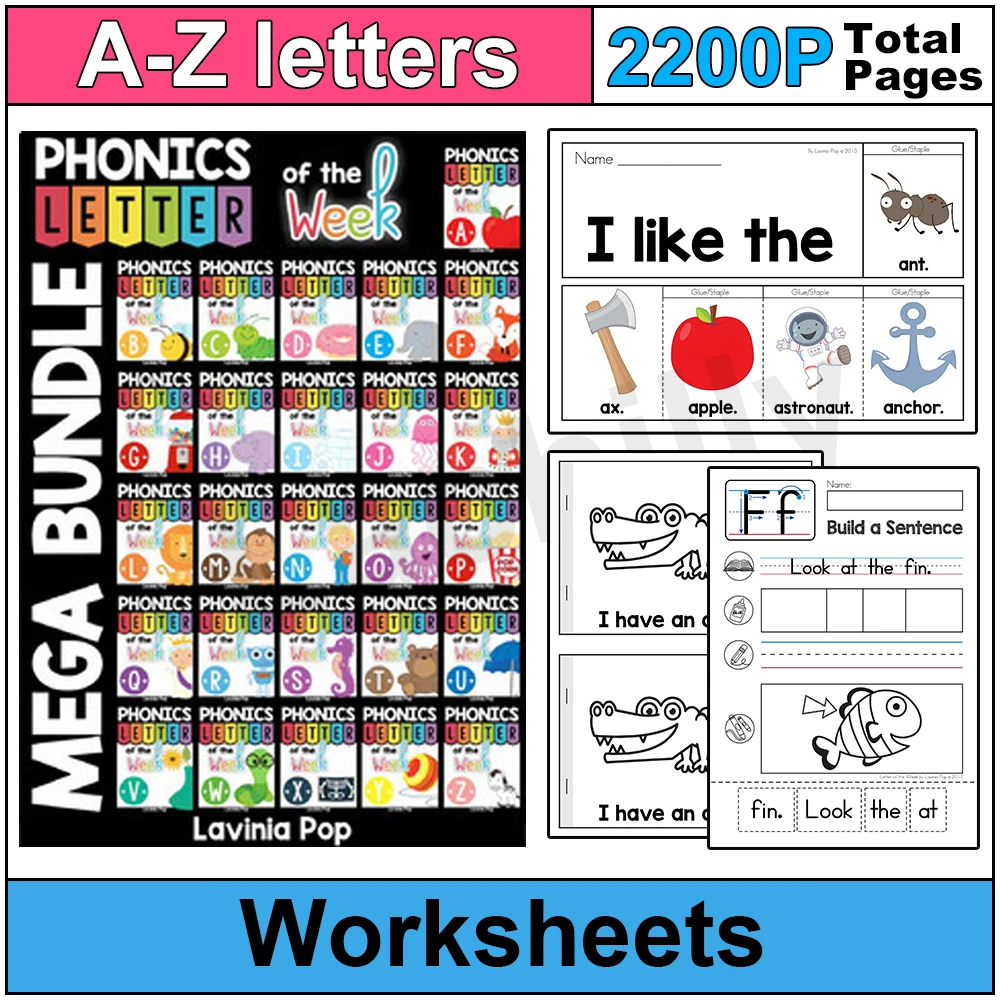 

2200 Pages A-Z Letter Phonics Alphabet In English Baby Kids Learn Abc Toys Kindergarten Homeschool Supplies Early Educational