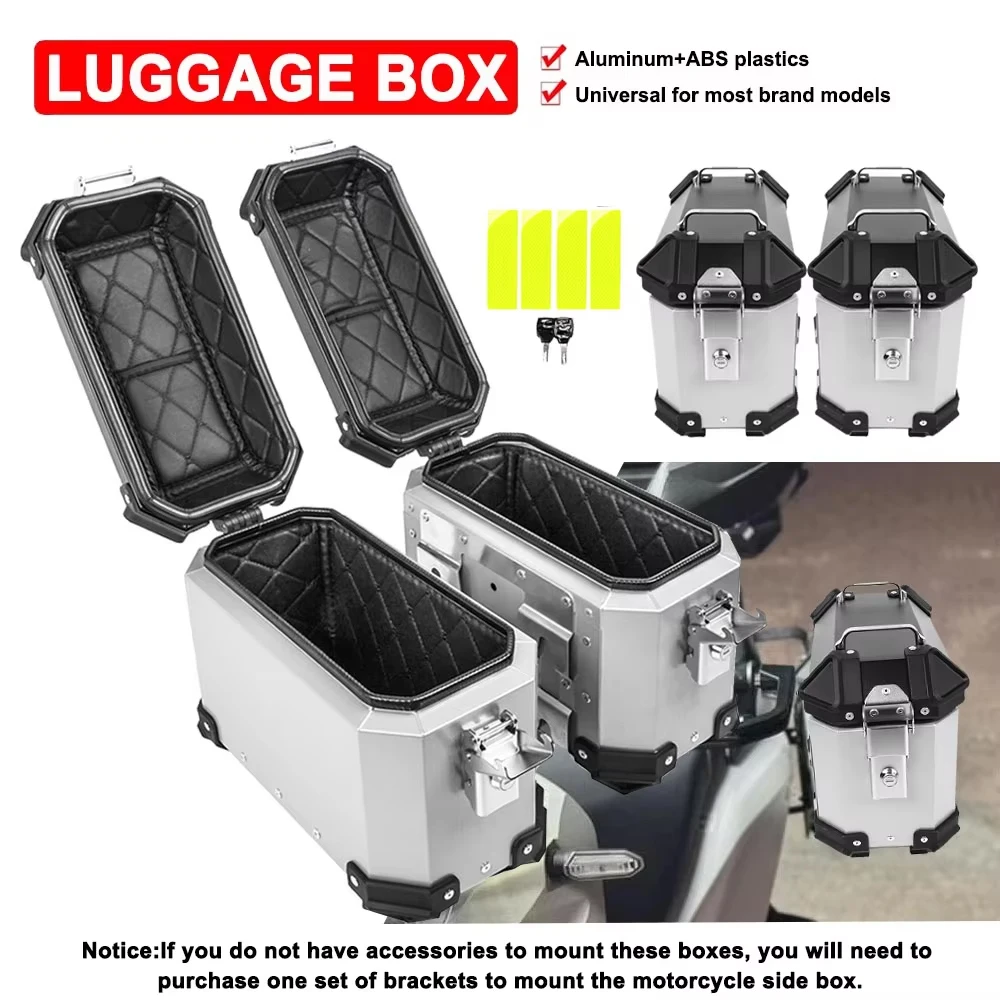 18L Universal Pannier Motorcycle Side Box Aluminum Box For BMW For Honda For Yamaha Saddlebags Side Luggage Cases Storage Trunk