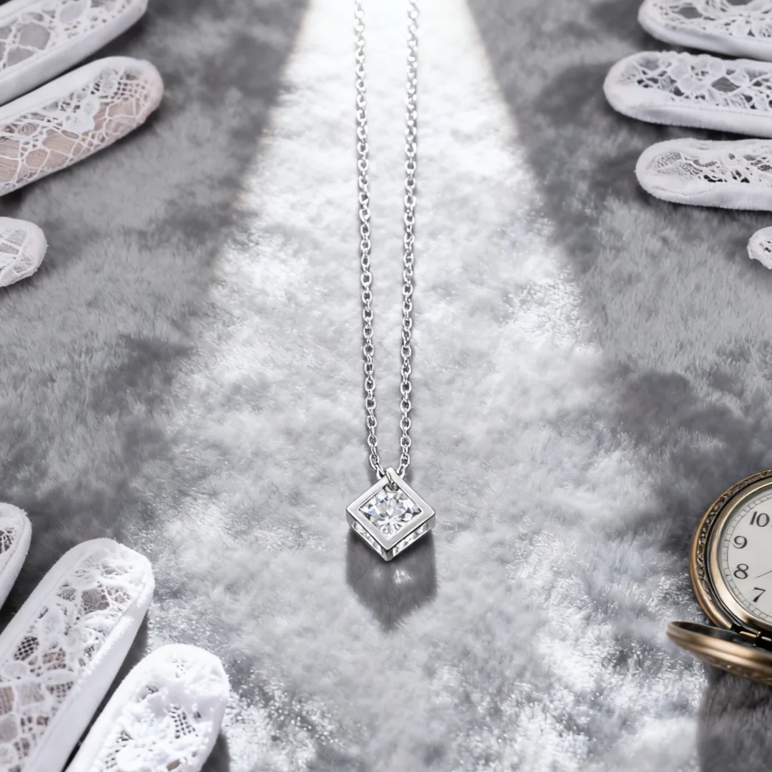 

Популярное ожерелье из стерлингового серебра 925 пробы, специальное блестящее циркониевое квадратное ожерелье для женщин, модные вечерние свадебные украшения, подарок для пары
