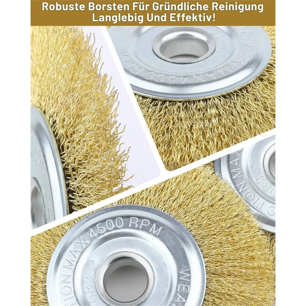 Set, 4 Pieces Wire Brush for Multibrush and Weedbrush, Diameter 11.5 cm, for Floor Cleaning,Moss,Dirt