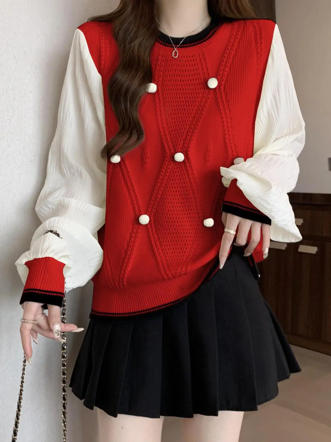 

Красный вязаный свитер Cisas, женский осенне-зимний новый дизайн, красивый модный спиральный узор, теплый удобный топ