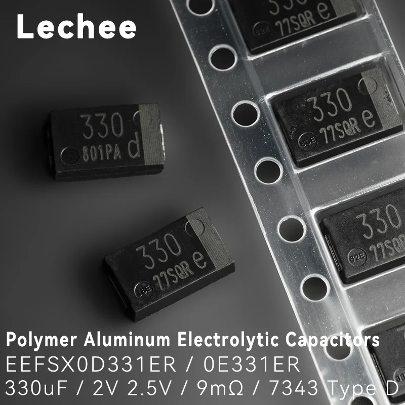 10pcs/lot 330uF 2V 2.5V 7343 EEFSX0D331ER EEFSX0E331ER Type D SMD Polymer Aluminum Electrolytic Capacitors Low ESR New original