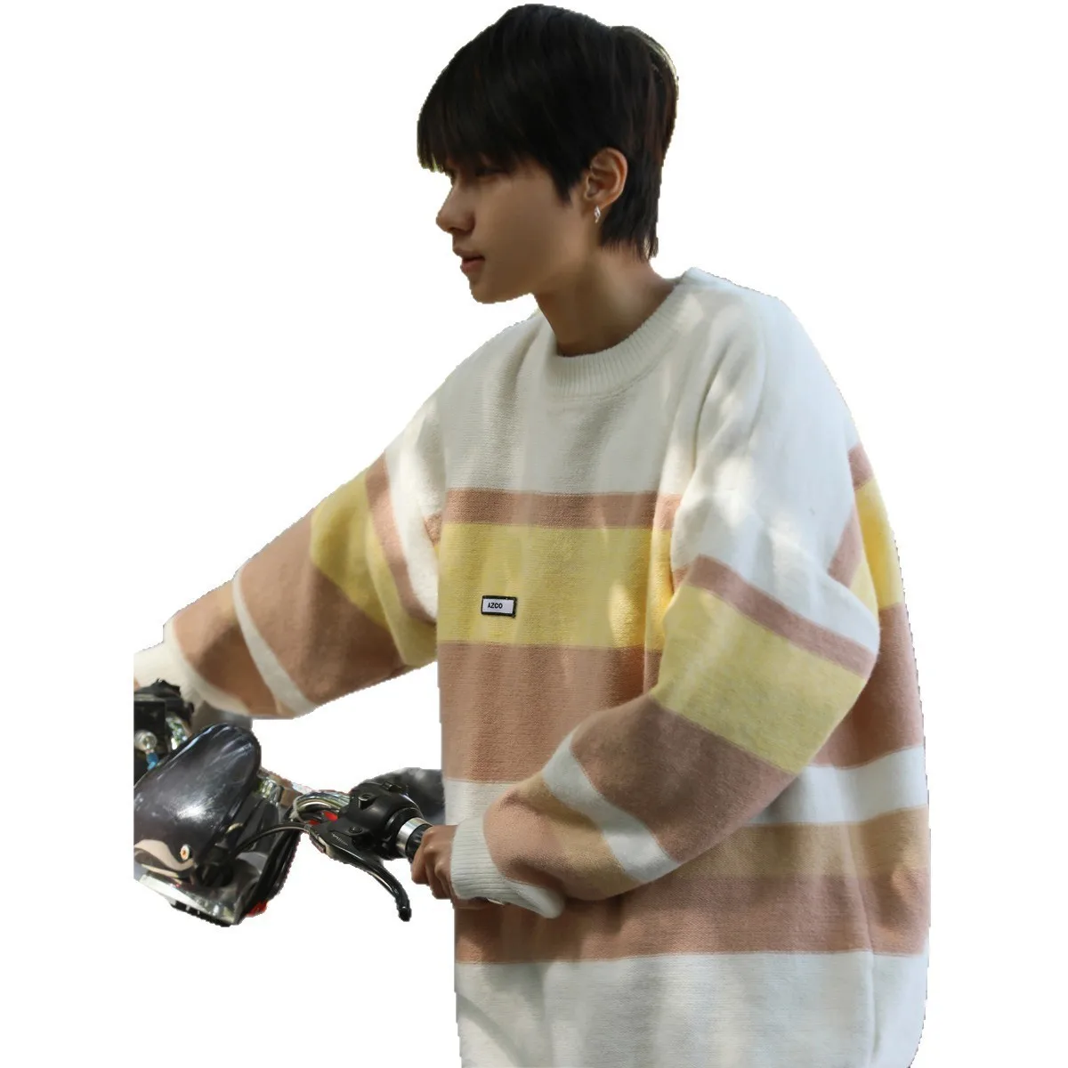 الخريف الشتاء الرجال الكورية Sle في سن المراهقة مخطط تريكو Faionable تنوعا اللون بلو كسول جولة Ne البلوز سترة