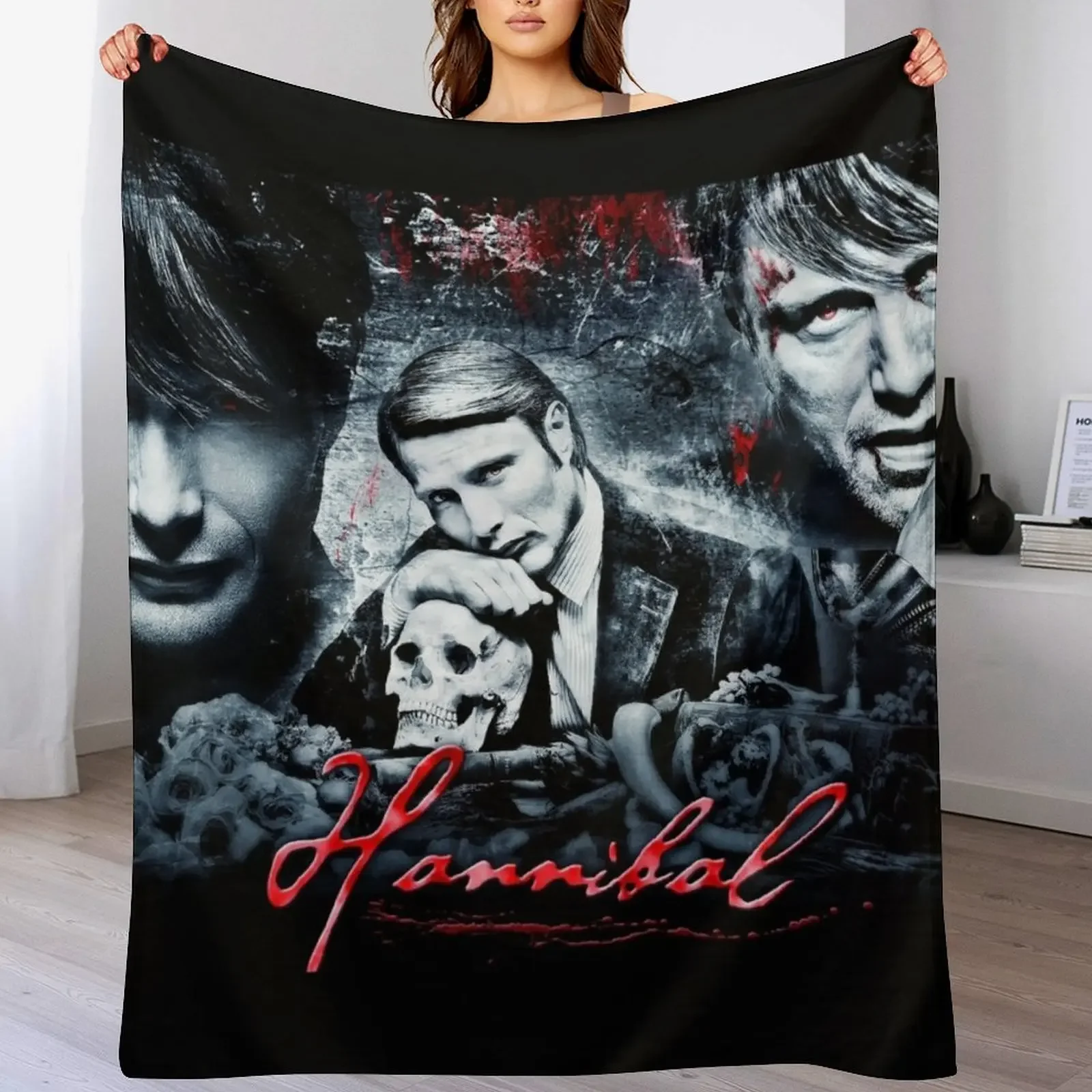 

Hannibal Lecter - Skull Design Throw Blanket Plush christmas decoration Quilt Flannel Blankets
